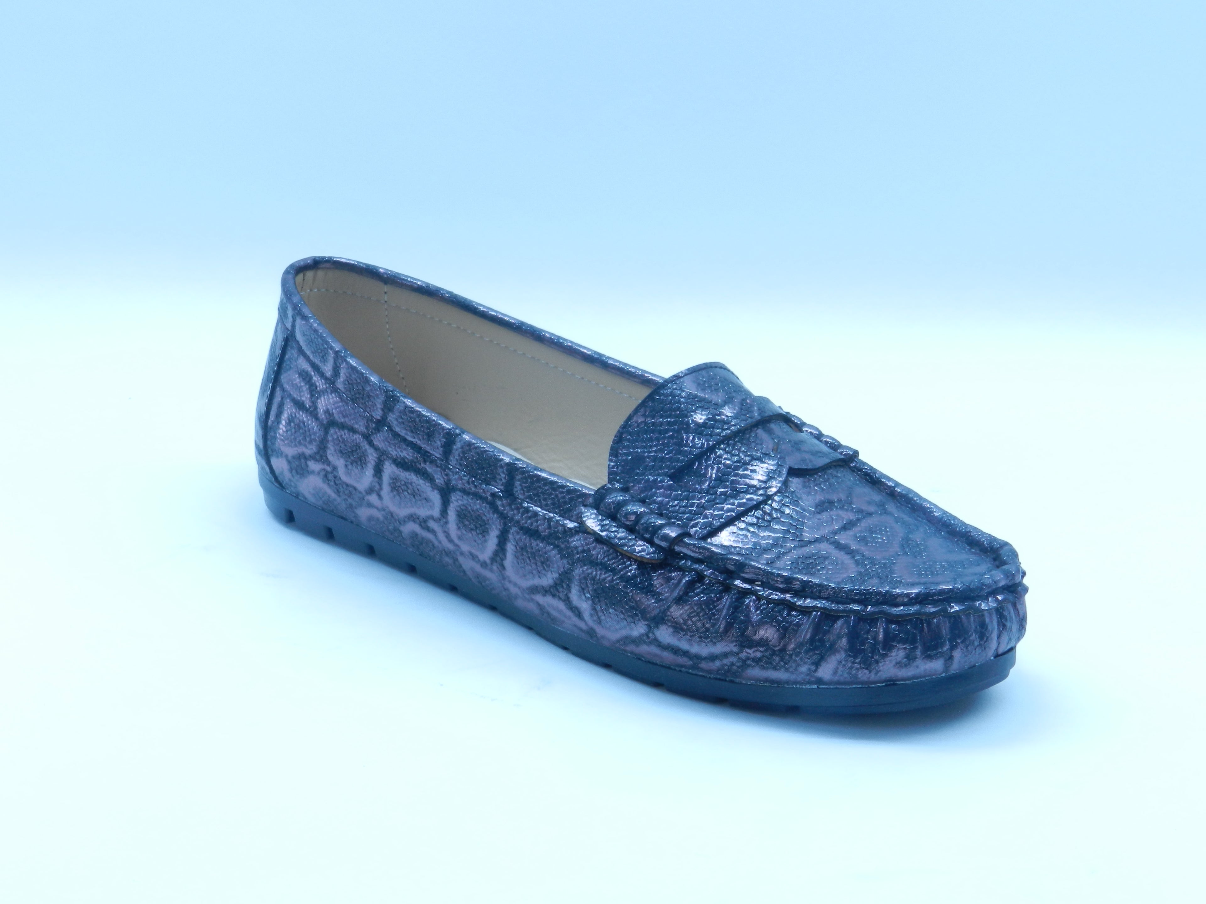 Women's Textured Faux Leather Slip-On Loafer — Lizard Gold