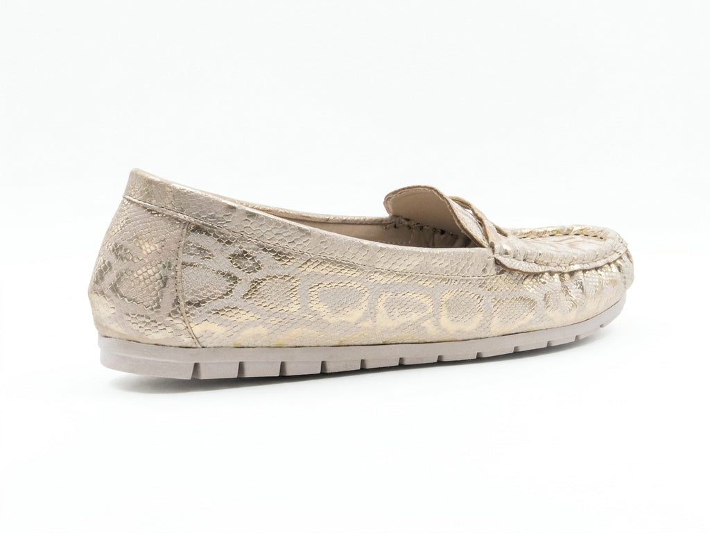 Women's Textured Faux Leather Slip-On Loafer — Lizard Gold​