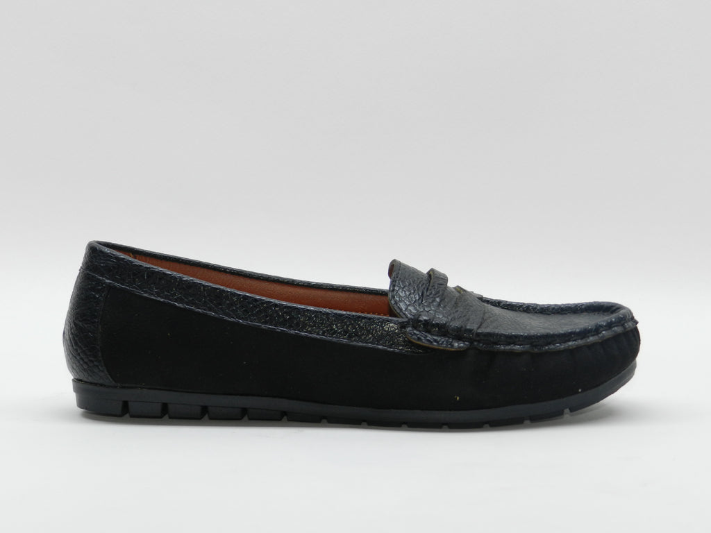 Women's Faux Suede Slip-On Loafer Flat — Black