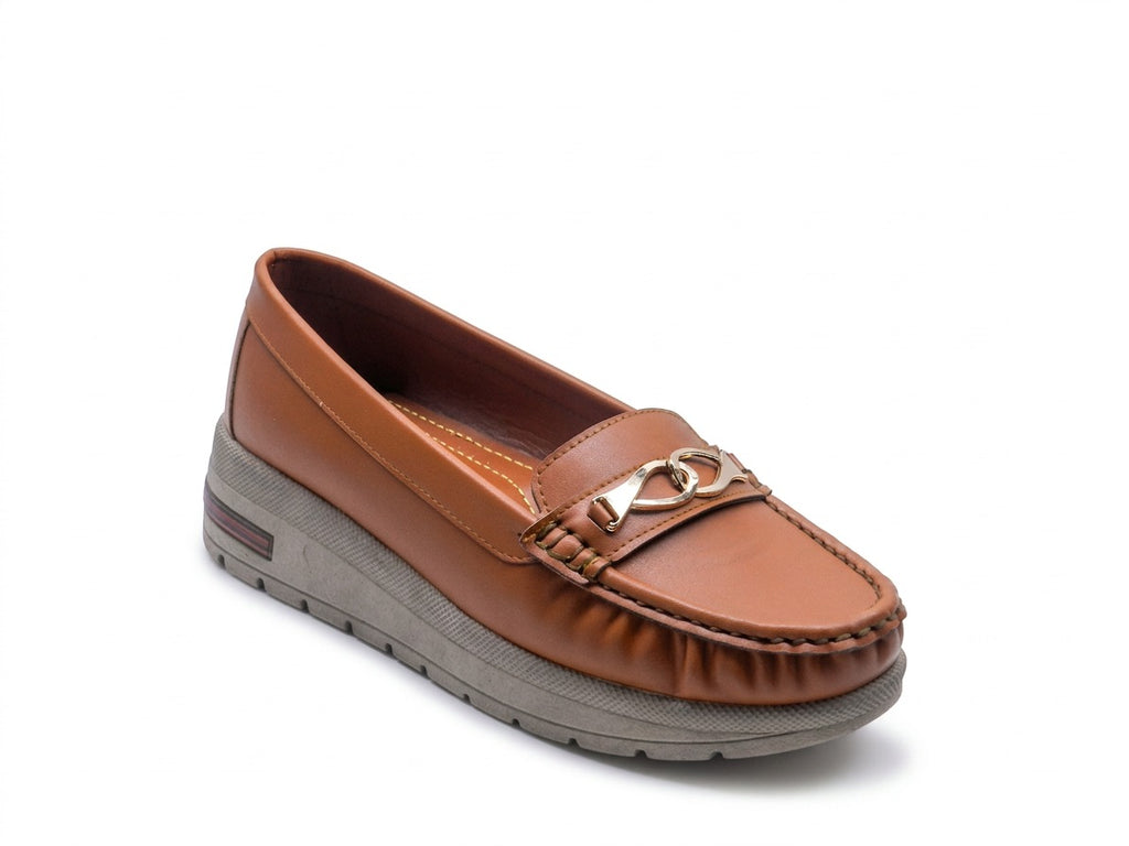 Women's Faux Leather Platform Loafer — Khaki​