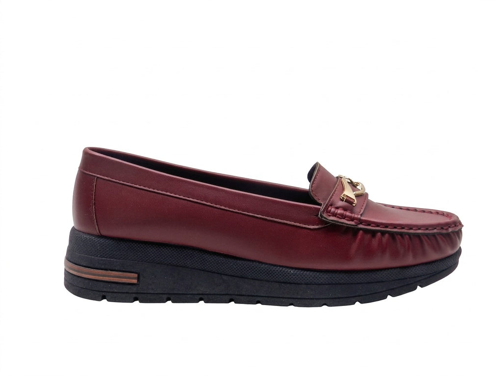 Women's Faux Leather Platform Loafer — Burgundy​