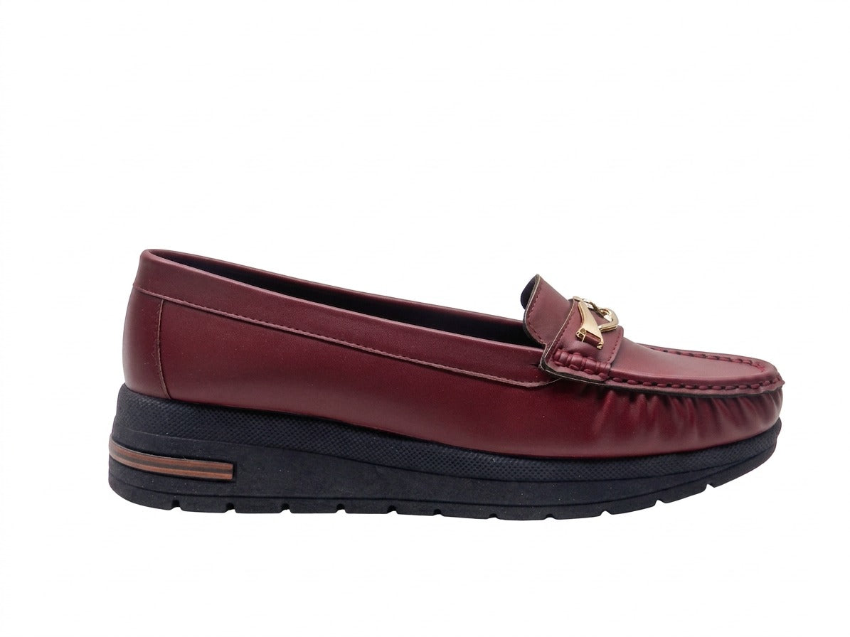 Women's Faux Leather Platform Loafer — Burgundy​