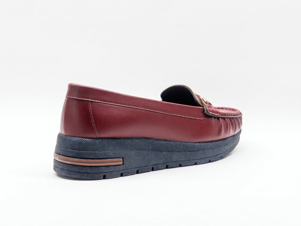 Women's Faux Leather Platform Loafer — Burgundy​