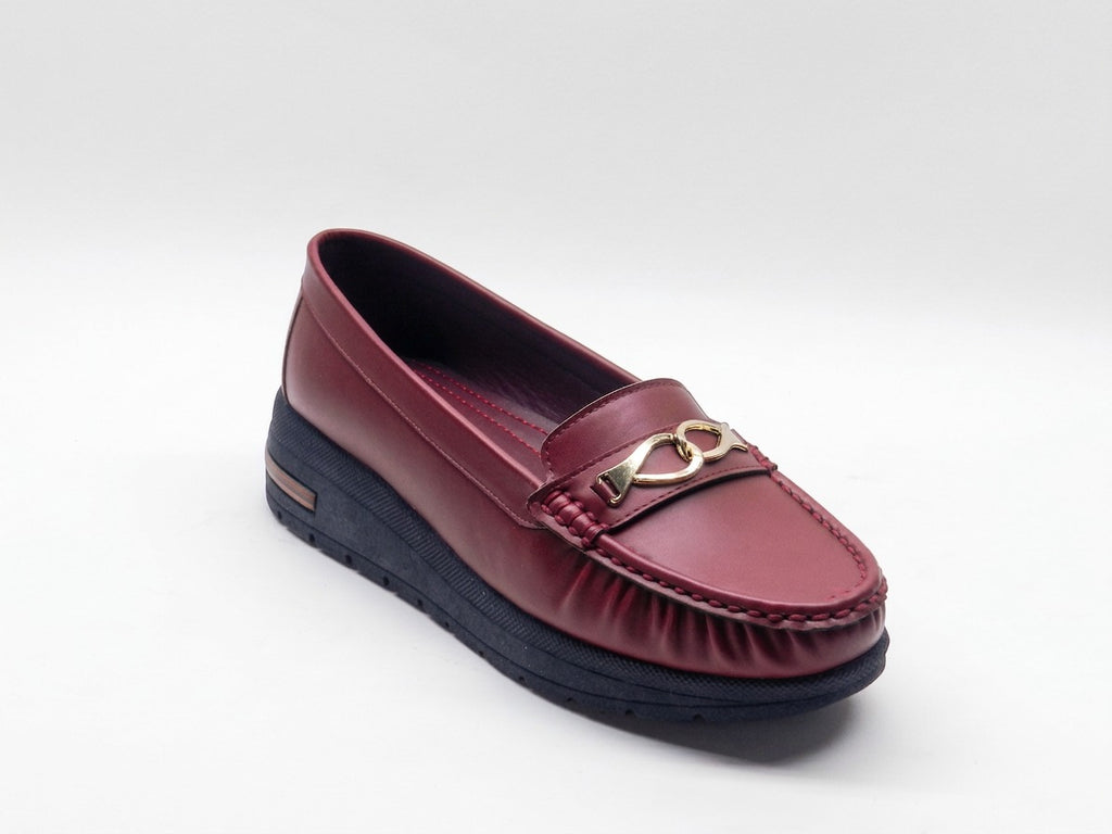 Women's Faux Leather Platform Loafer — Burgundy​