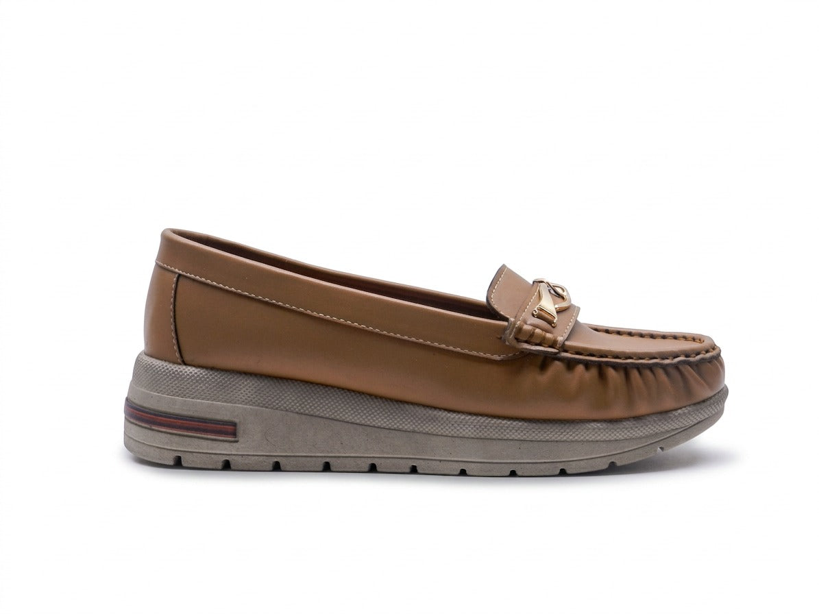 Women's Faux Leather Platform Loafer — Khaki​