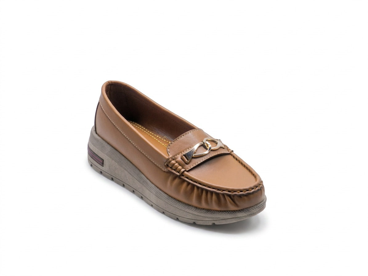 Women's Faux Leather Platform Loafer — Khaki​
