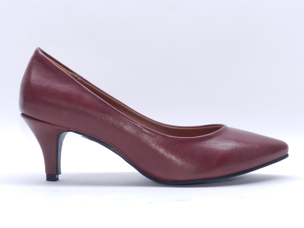Women's Faux Leather Slip-On Court Shoe — Burgundy