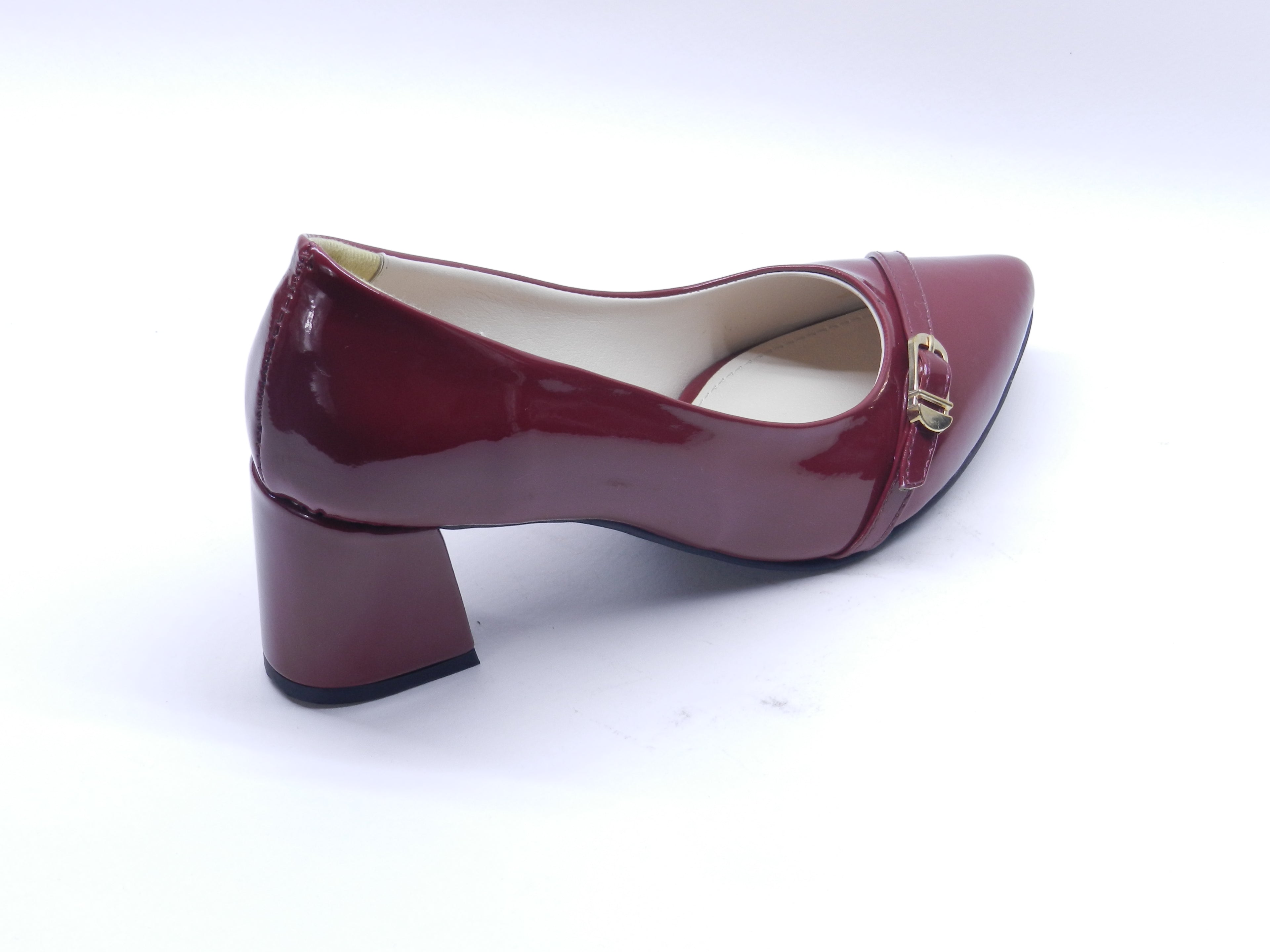 Women's Patent Block Heel Pump — Patent Burgundy