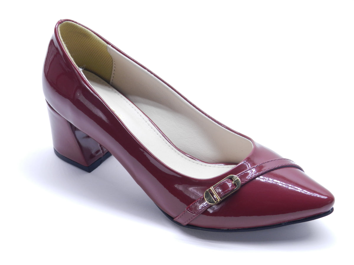 Women's Patent Block Heel Pump — Patent Black