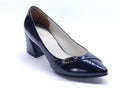 Women's Patent Block Heel Pump — Patent Black