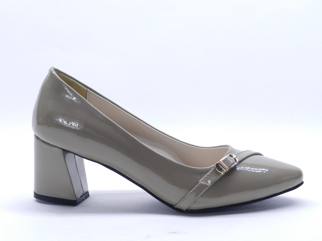 Women's Patent Block Heel Pump — Patent Coffee