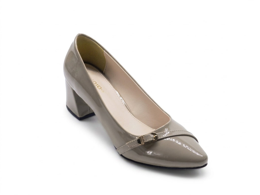 Women's Patent Block Heel Pump — Patent Coffee​