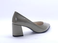 Women's Faux Leather Pointed Toe Block Heel Pump — Patent Coffee