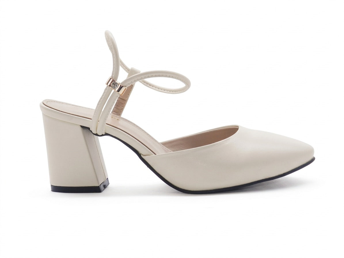 Women's Synthetic Pointed Toe Sabot — Beige​