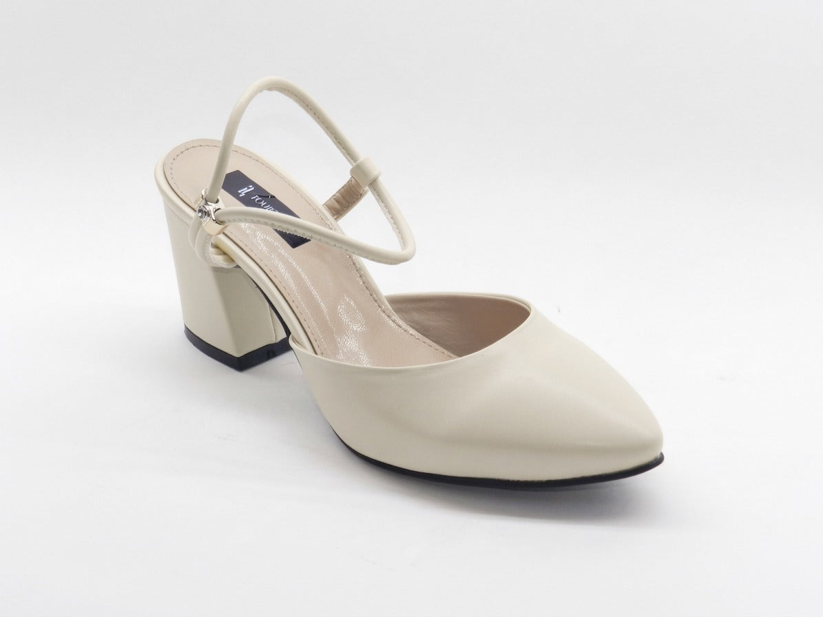 Women's Synthetic Pointed Toe Sabot — Beige​