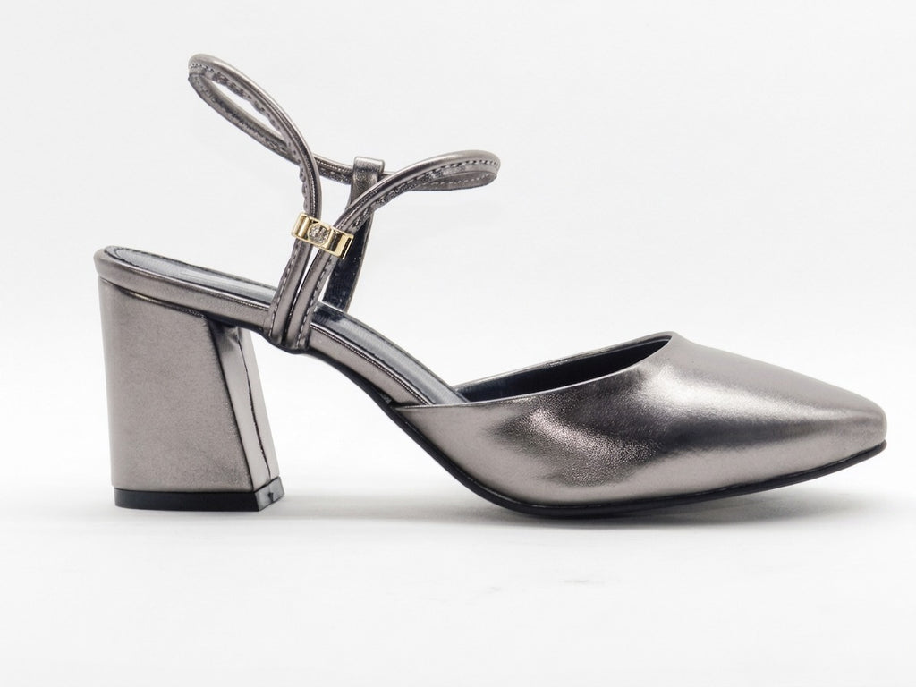 Women's Synthetic Pointed Toe Sabot — Gunmetal​