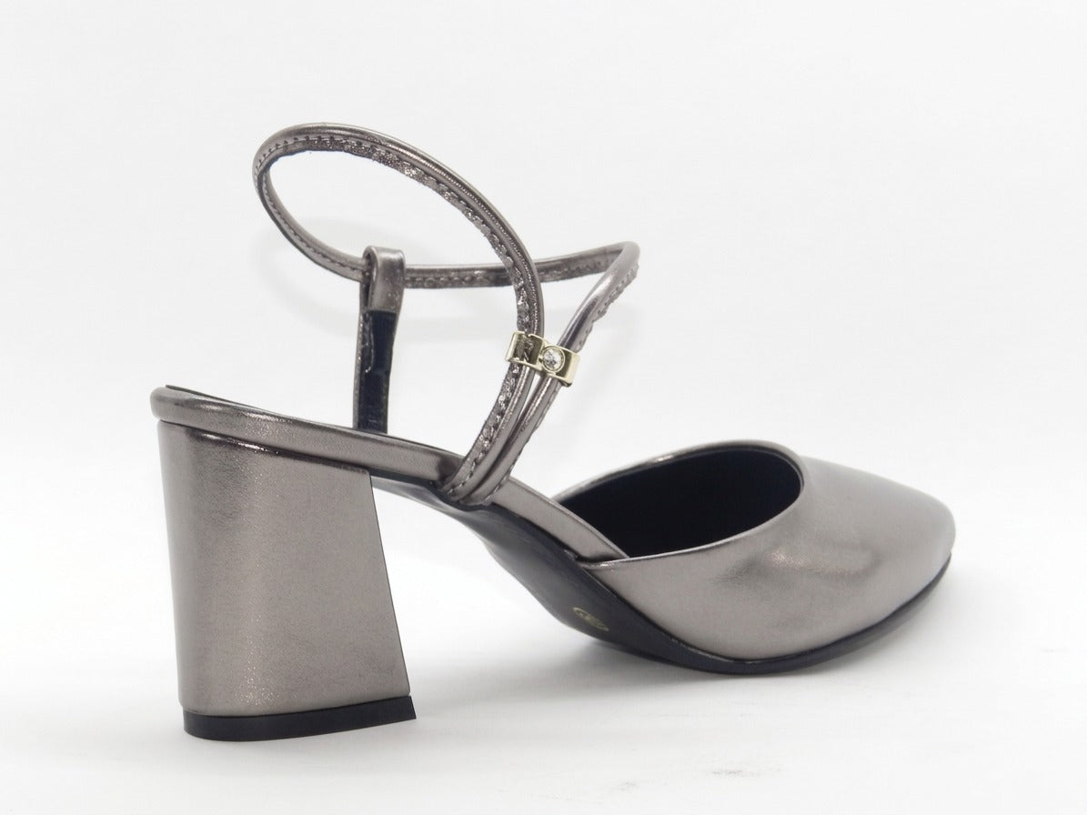 Women's Synthetic Pointed Toe Sabot — Gunmetal​