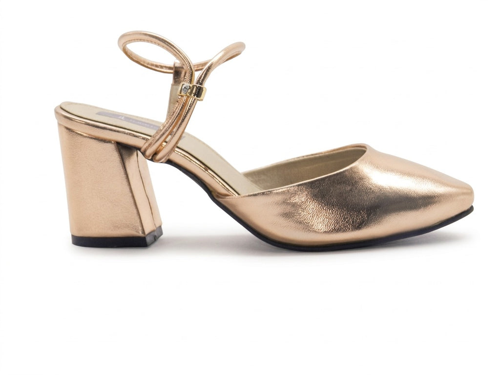 Women's Synthetic Pointed Toe Sabot — Gold​