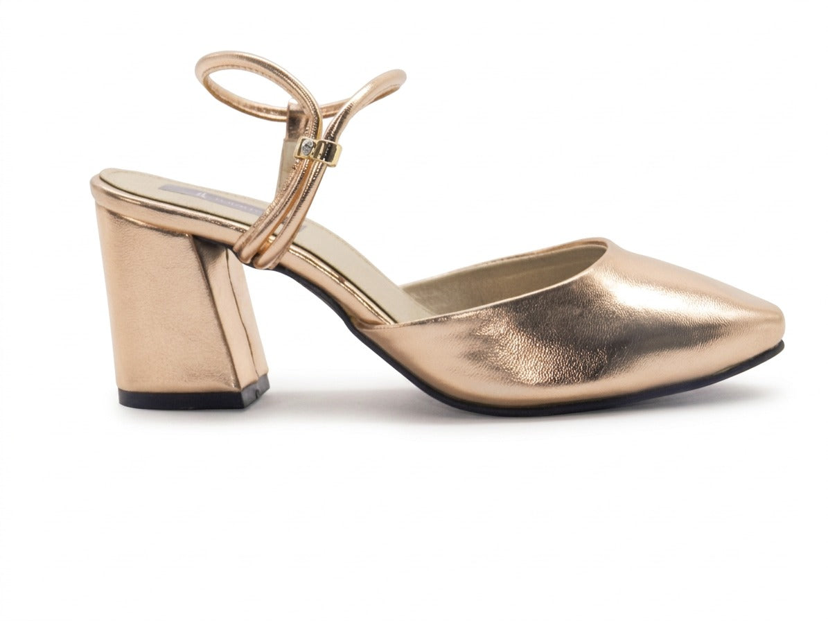 Women's Synthetic Pointed Toe Sabot — Gold​
