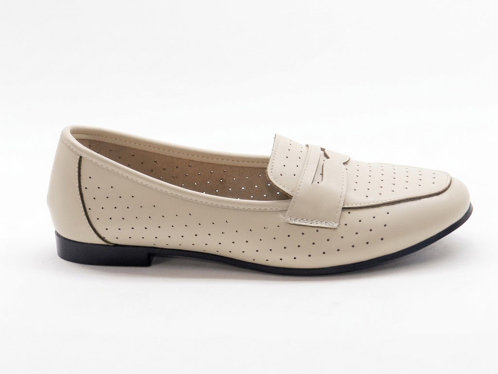 Women's Perforated Slip-On Ballerina — Beige​