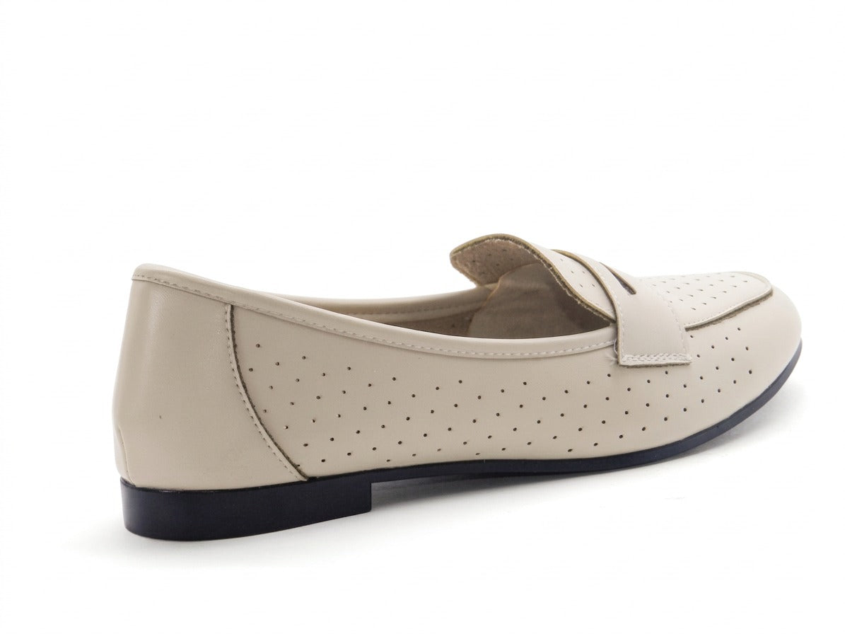 Women's Perforated Slip-On Ballerina — Beige​
