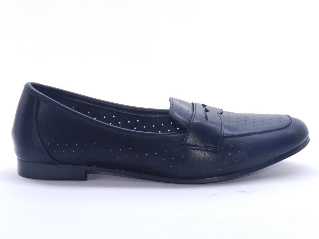 Women's Perforated Slip-On Ballerina — Black