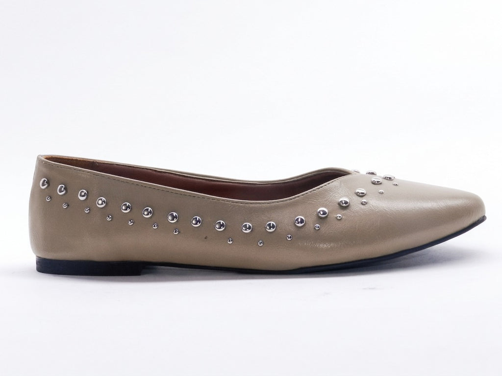 Women's Synthetic Studded Ballerina Shoes — Coffee​