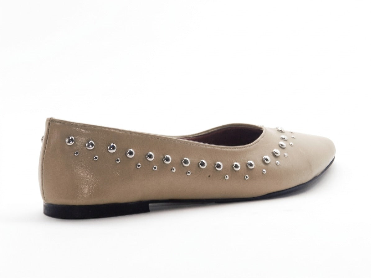 Women's Synthetic Studded Ballerina Shoes — Coffee​