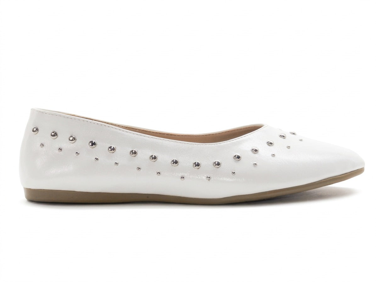 Women's Synthetic Studded Ballerina Shoes — White​