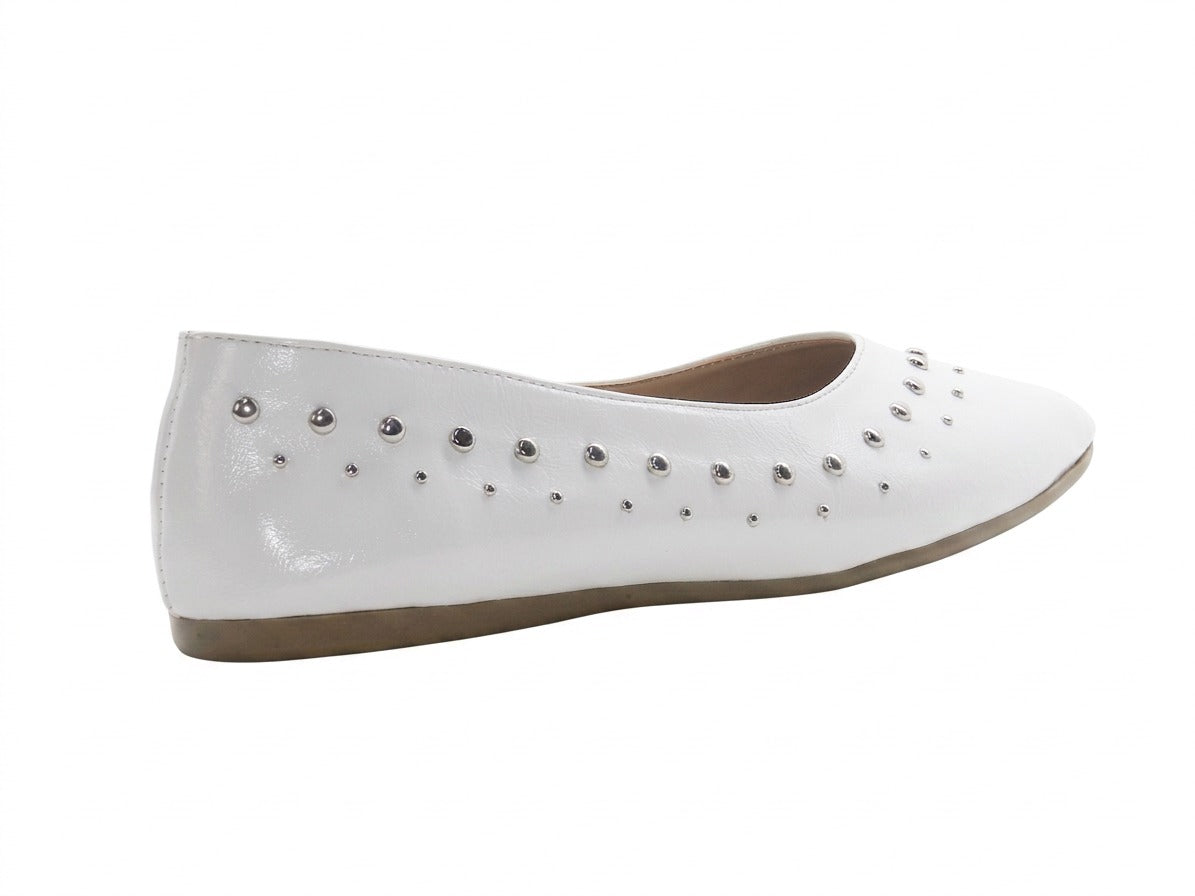 Women's Synthetic Studded Ballerina Shoes — White​