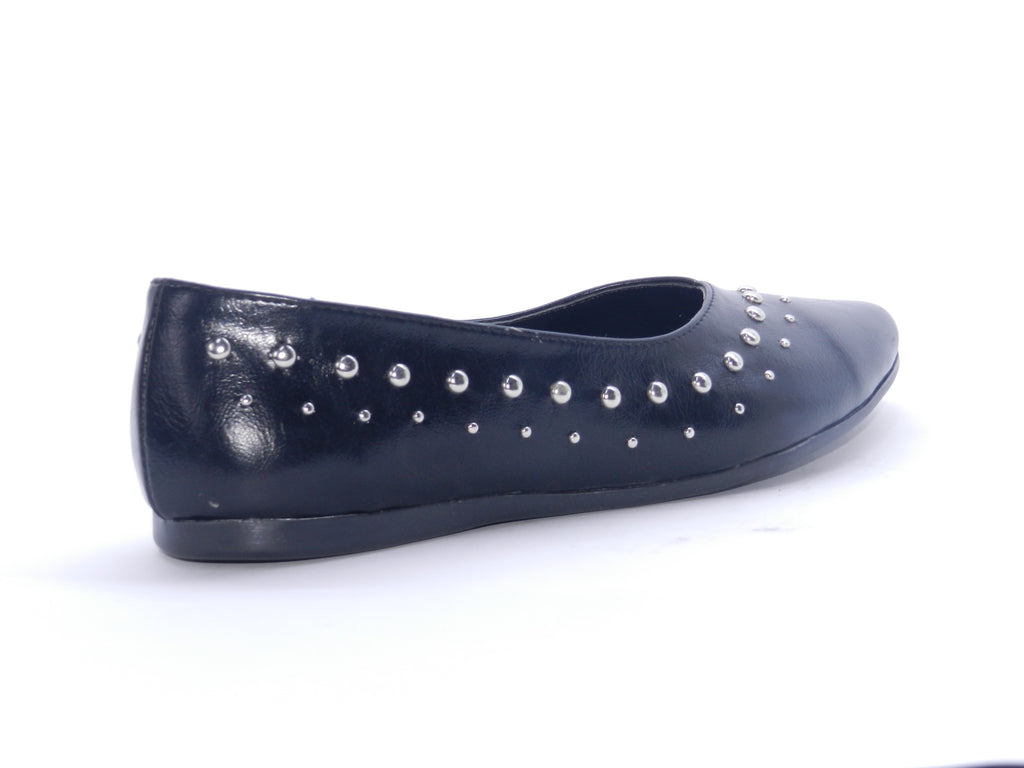 Women's Synthetic Studded Ballerina Shoes — Black