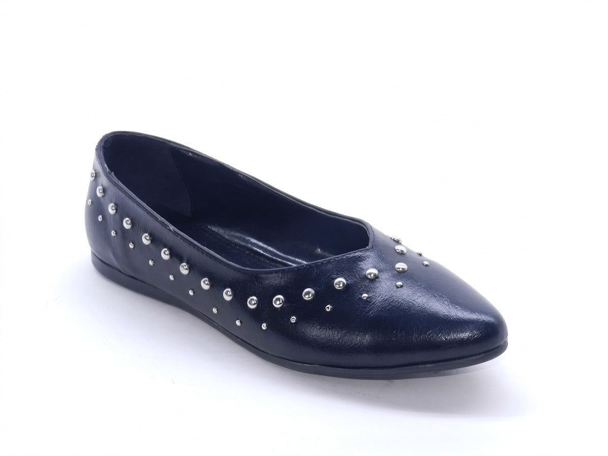 Women's Synthetic Studded Ballerina Shoes — Black​