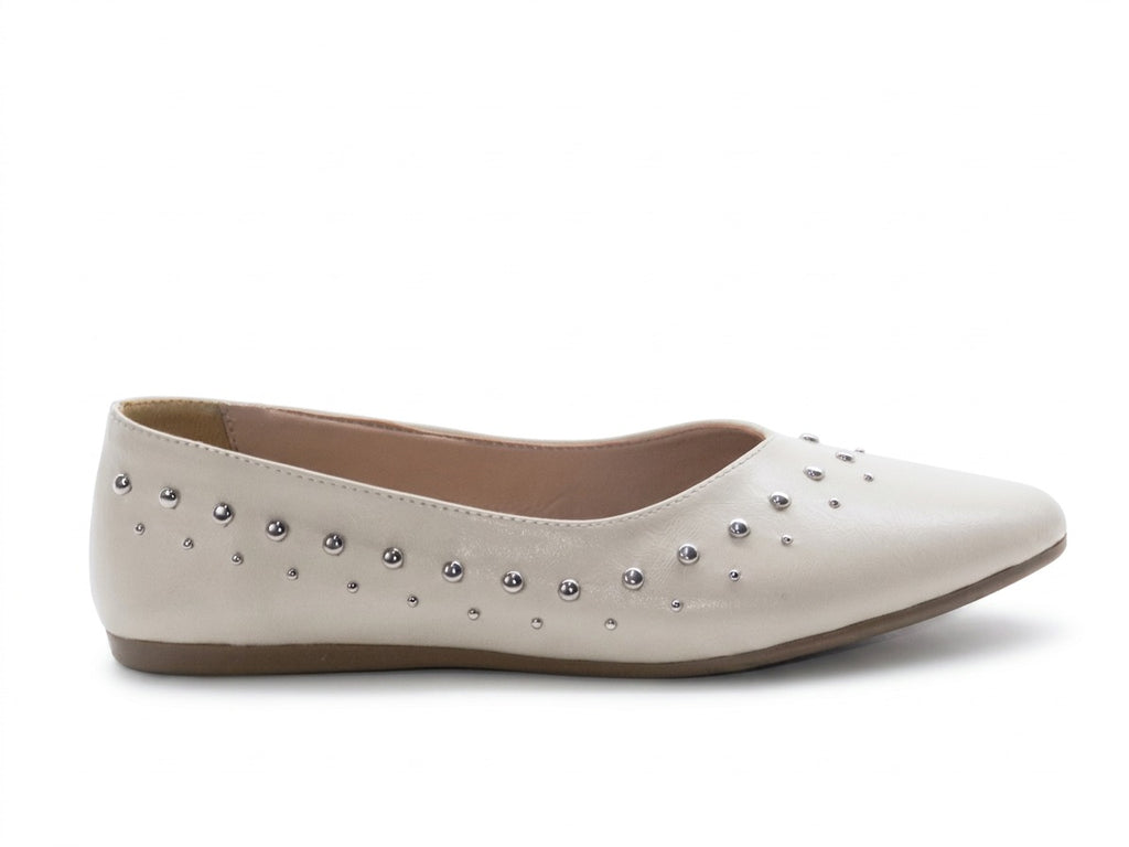 Women's Synthetic Studded Ballerina Shoes — Beige​