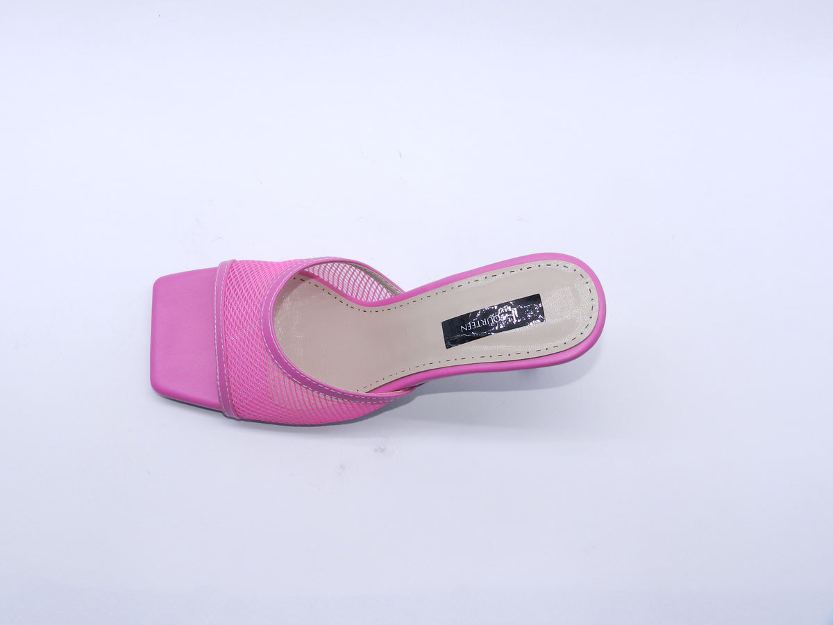 Women's Mesh Slip-On Heeled Slipper — Fuchsia